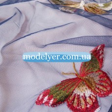 Ткань Сетка с вышивкой (бабочки)